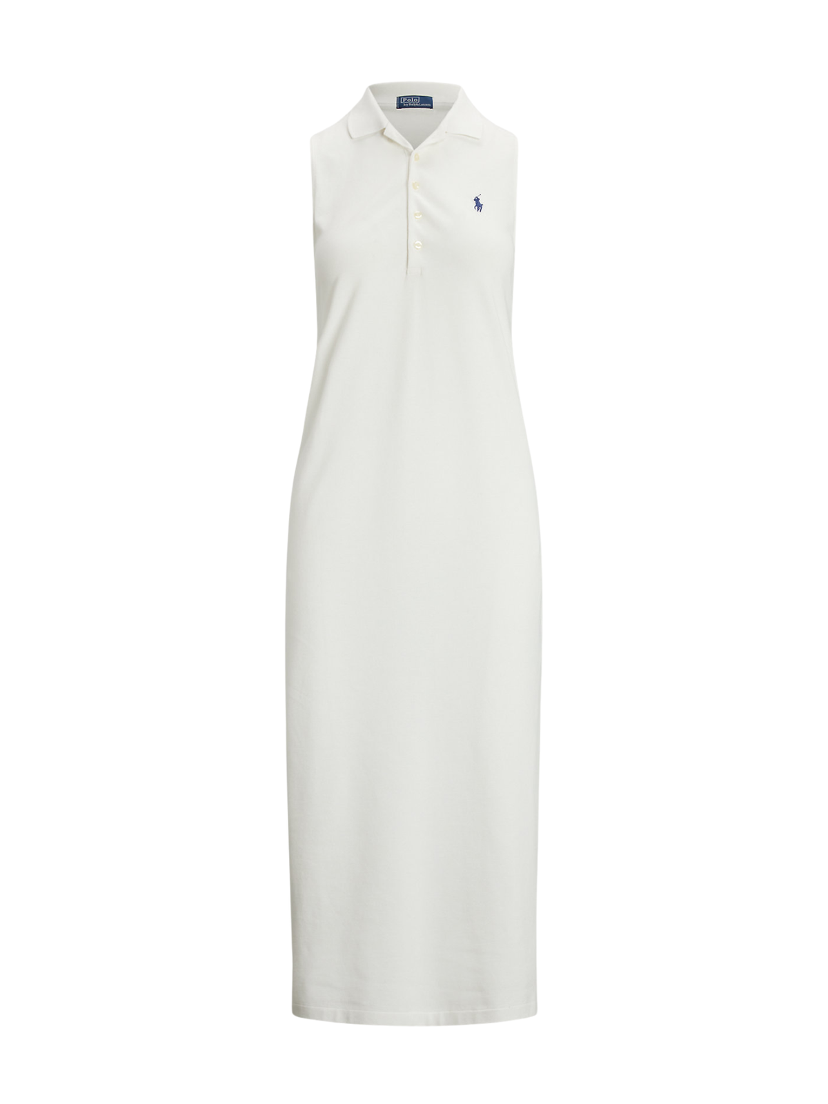 RALPH LAUREN WOMEN Stretch-Cotton Sleeveless Polo Dress White