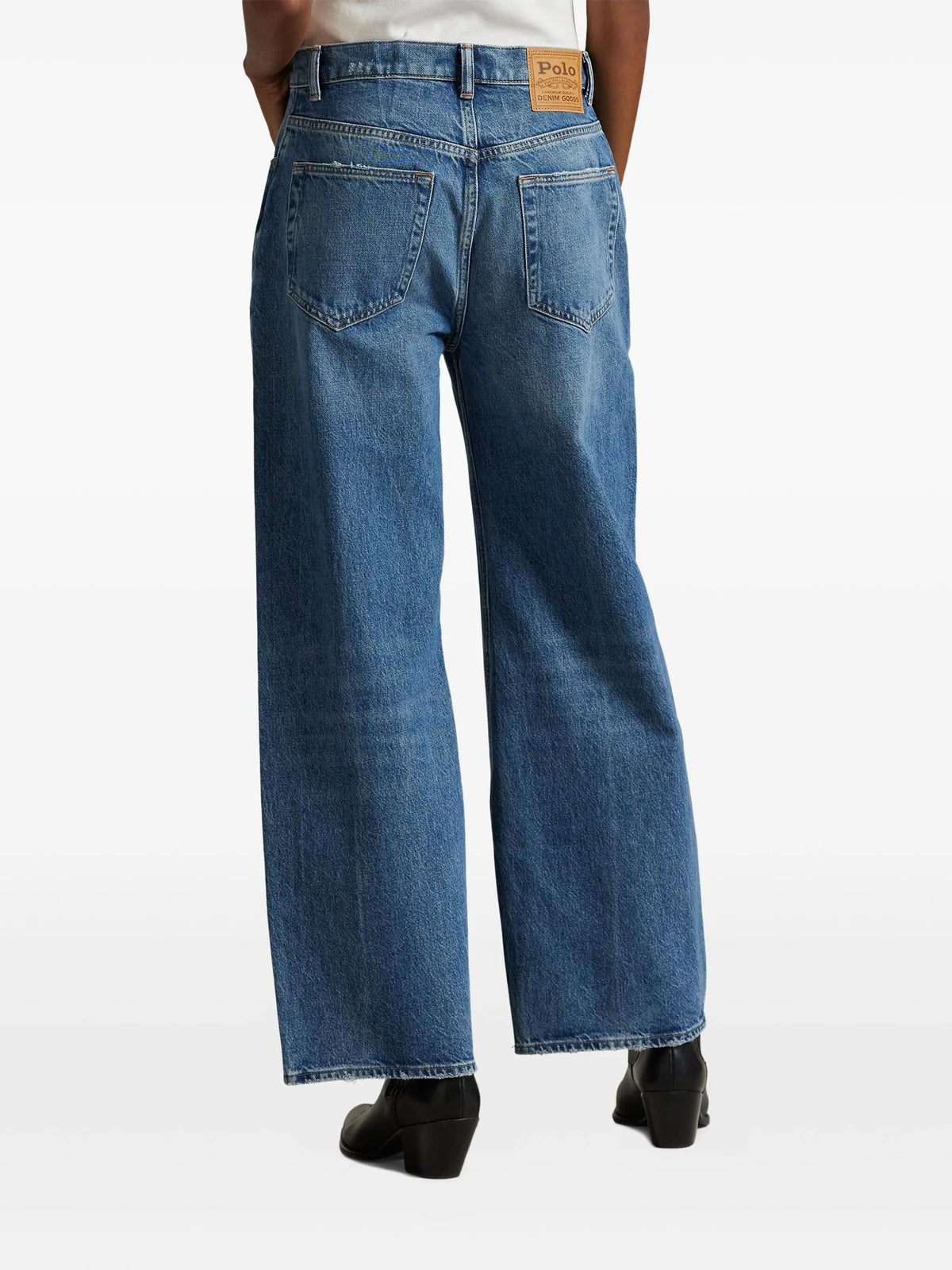 RALPH LAUREN WOMEN High-Waisted Logo Patch Jeans Blue